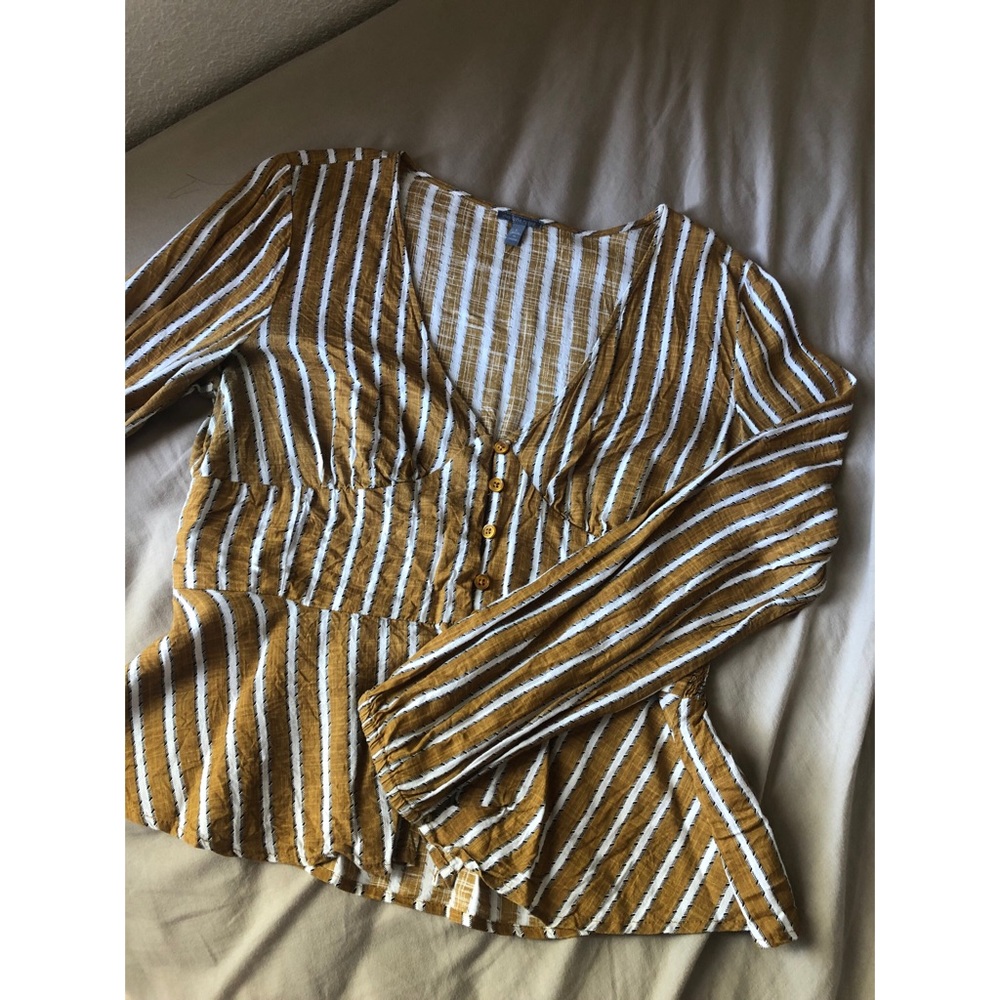 Charlotte Russe striped yellow peplum blouse